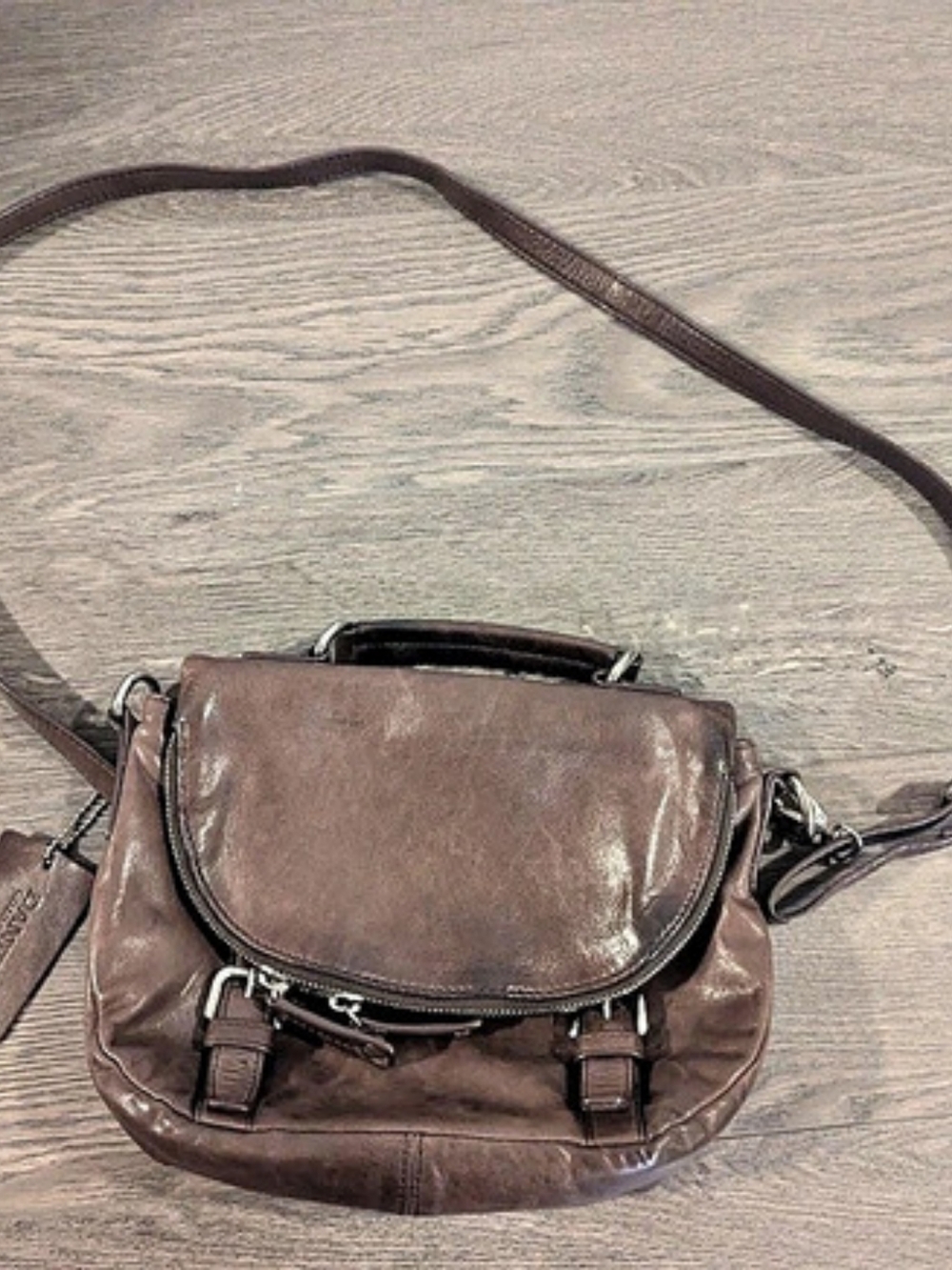 DANIER Chocolate Brown Leather-Style Crossbody Bag